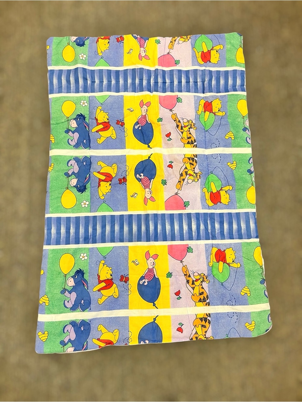 Vintage Winnie the Pooh and Friends Baby Quilt Crib Blanket 40”x26.5” Cottage